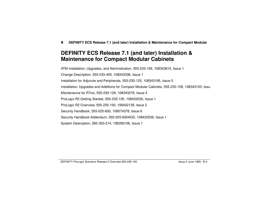 Lucent Technologies 555-235-100 manual 