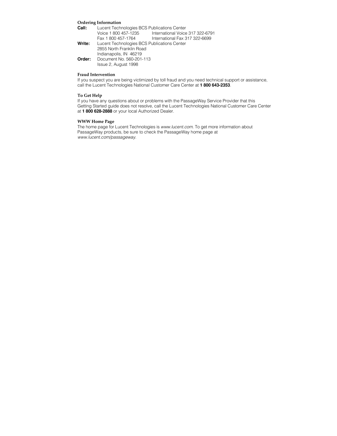 Lucent Technologies 560-201-113 manual WWW Home 