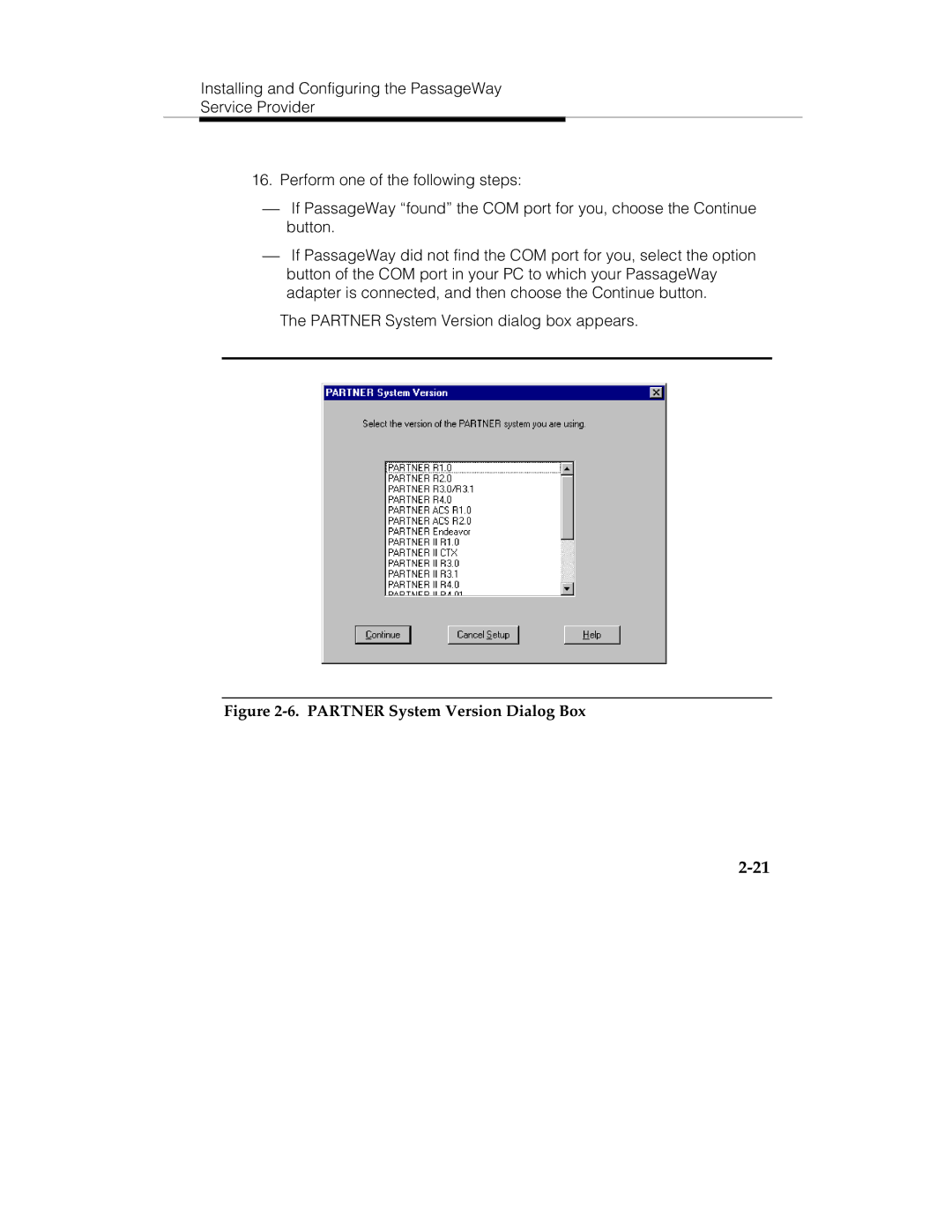 Lucent Technologies 560-201-113 manual Partner System Version Dialog Box 