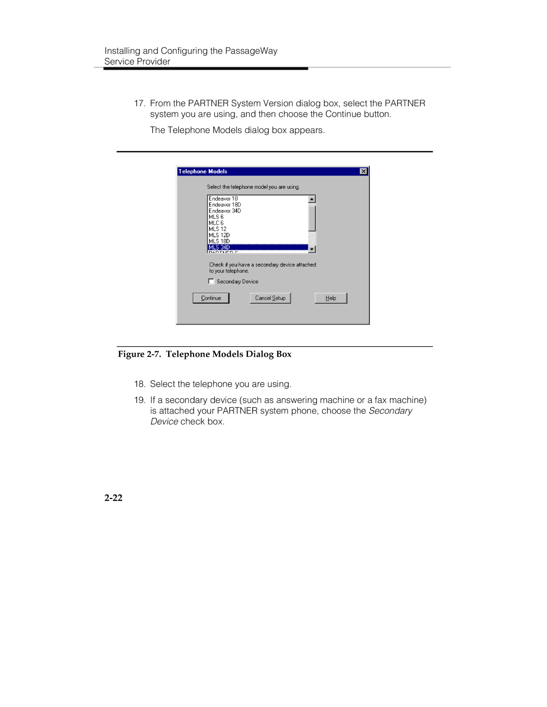 Lucent Technologies 560-201-113 manual Telephone Models Dialog Box 