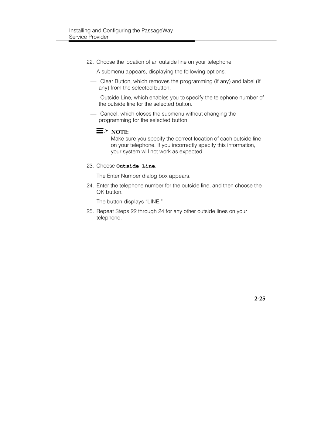 Lucent Technologies 560-201-113 manual Choose Outside Line 