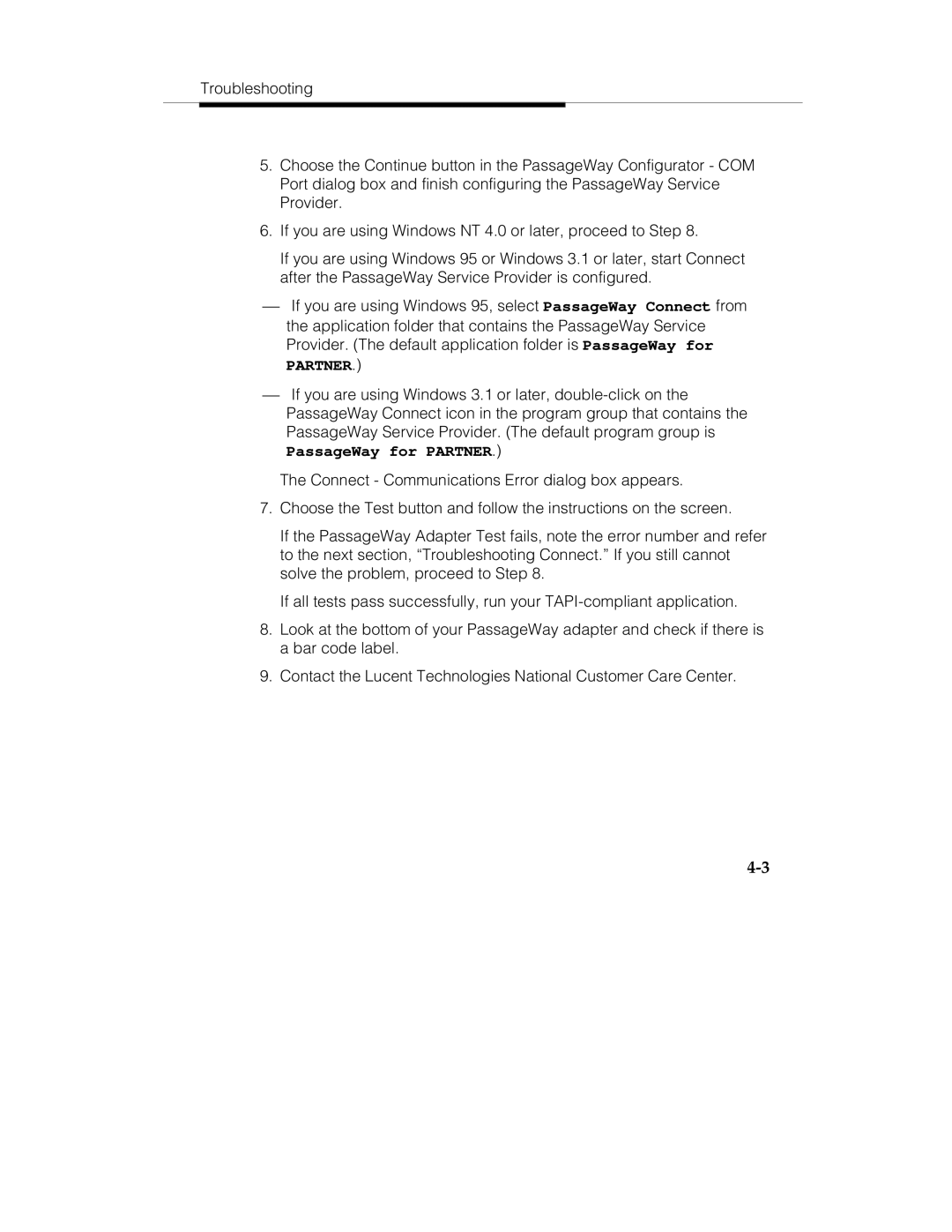 Lucent Technologies 560-201-113 manual PassageWay for Partner 