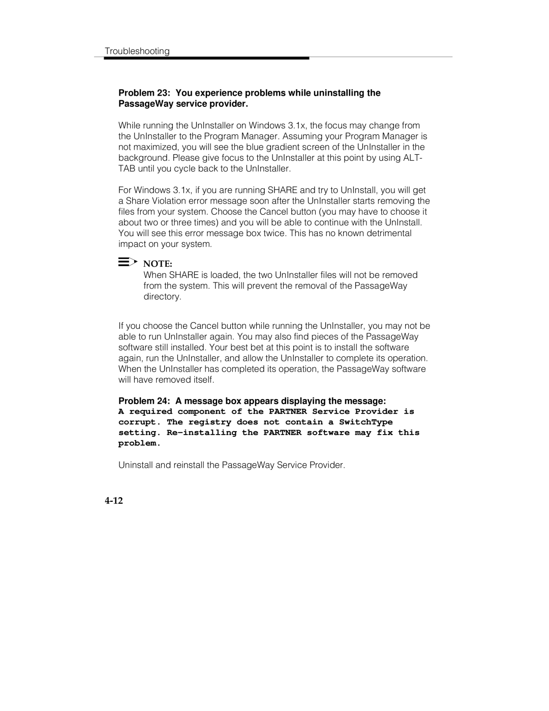 Lucent Technologies 560-201-113 manual Problem 24 a message box appears displaying the message 