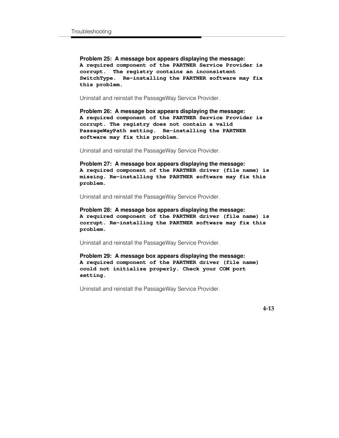 Lucent Technologies 560-201-113 manual Problem 25 a message box appears displaying the message 