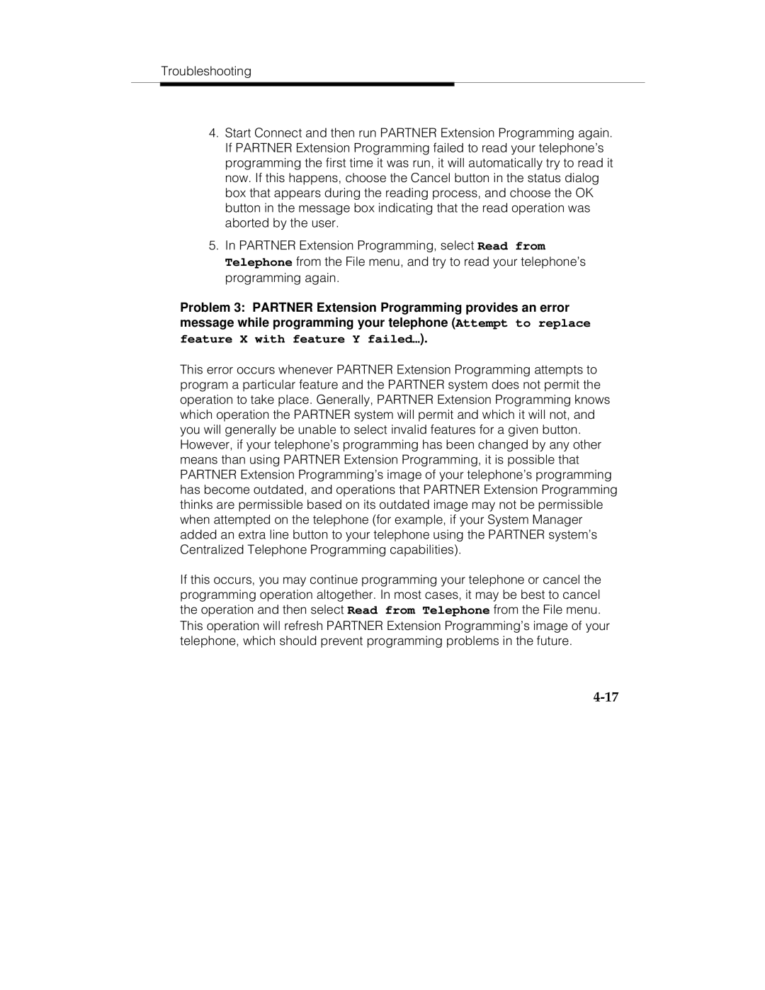 Lucent Technologies 560-201-113 manual Feature X with feature Y failed… 