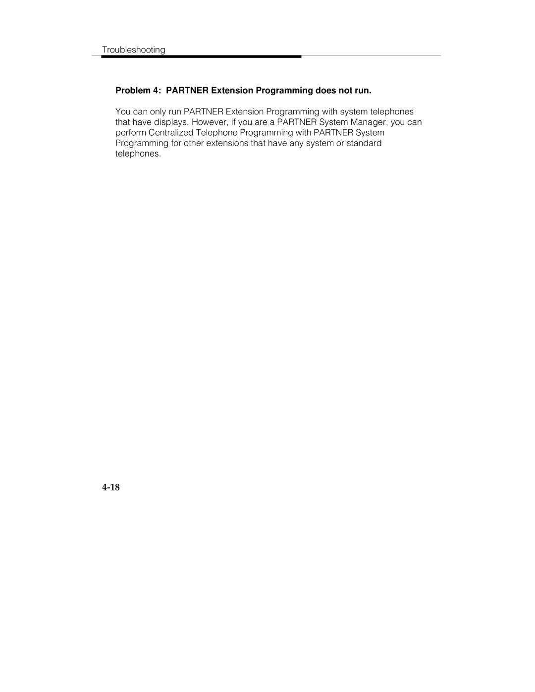 Lucent Technologies 560-201-113 manual Problem 4 Partner Extension Programming does not run 