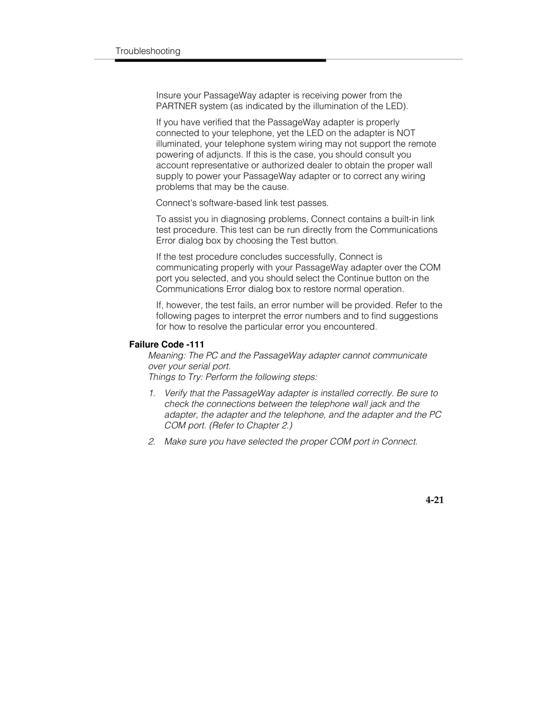 Lucent Technologies 560-201-113 manual Failure Code 