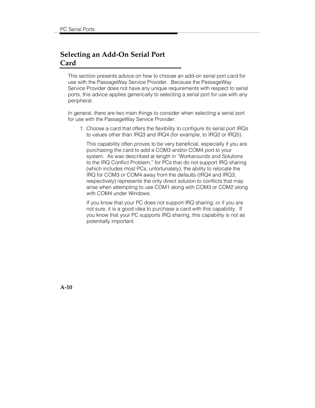 Lucent Technologies 560-201-113 manual Selecting an Add-On Serial Port Card 