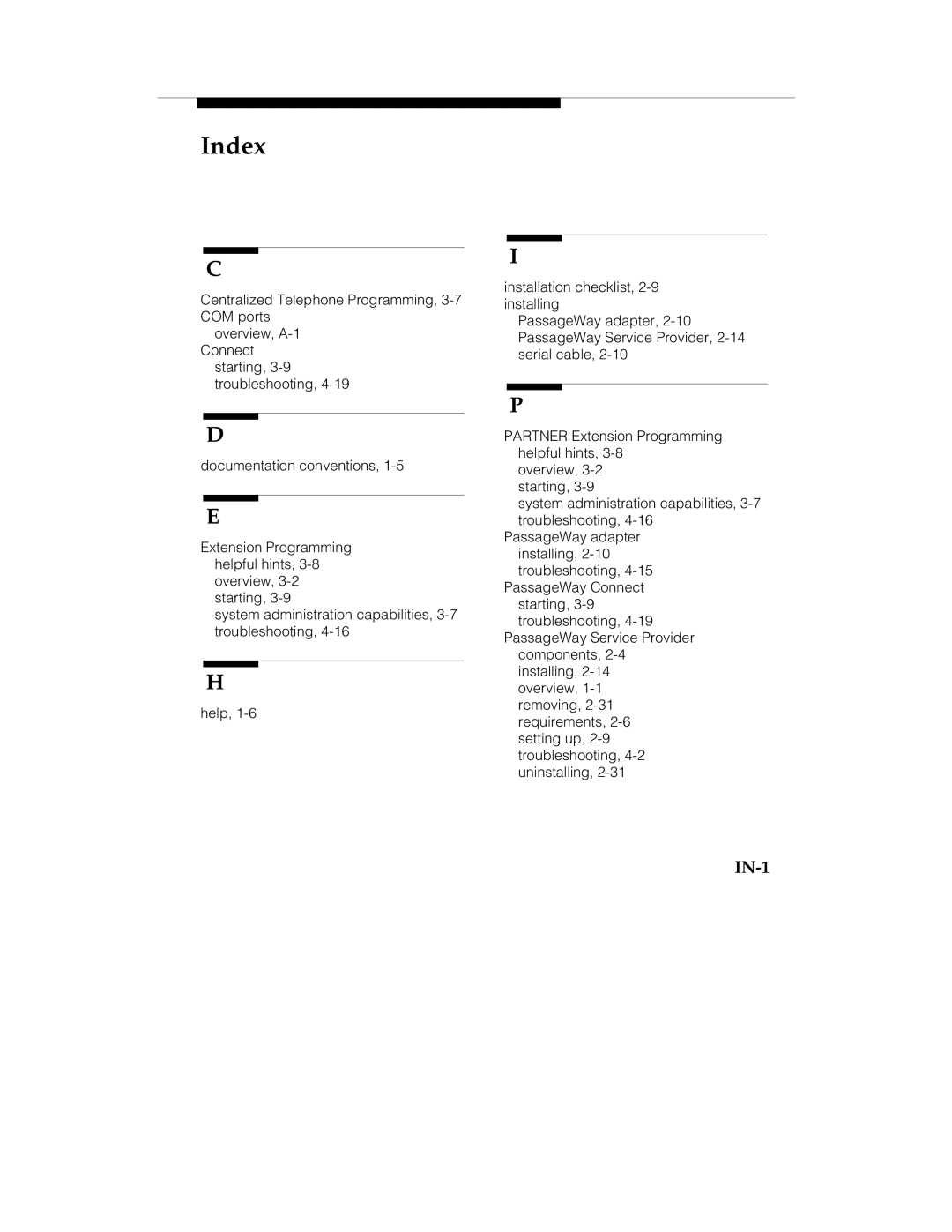 Lucent Technologies 560-201-113 manual Index 