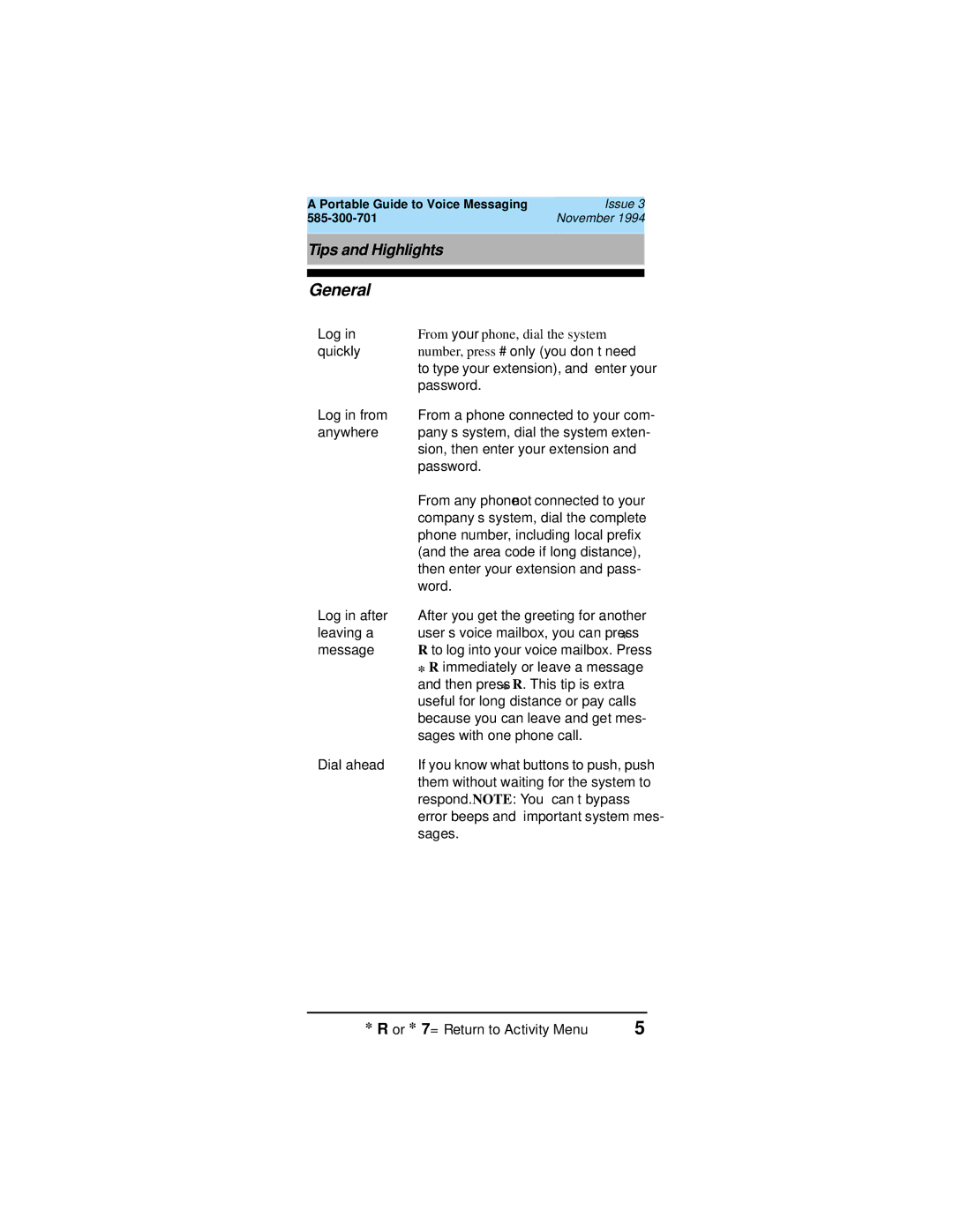 Lucent Technologies 107395352, 585-300-701 manual General, Tips and Highlights 