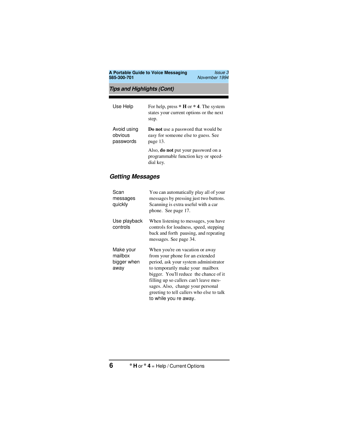 Lucent Technologies 585-300-701, 107395352 manual Getting Messages 