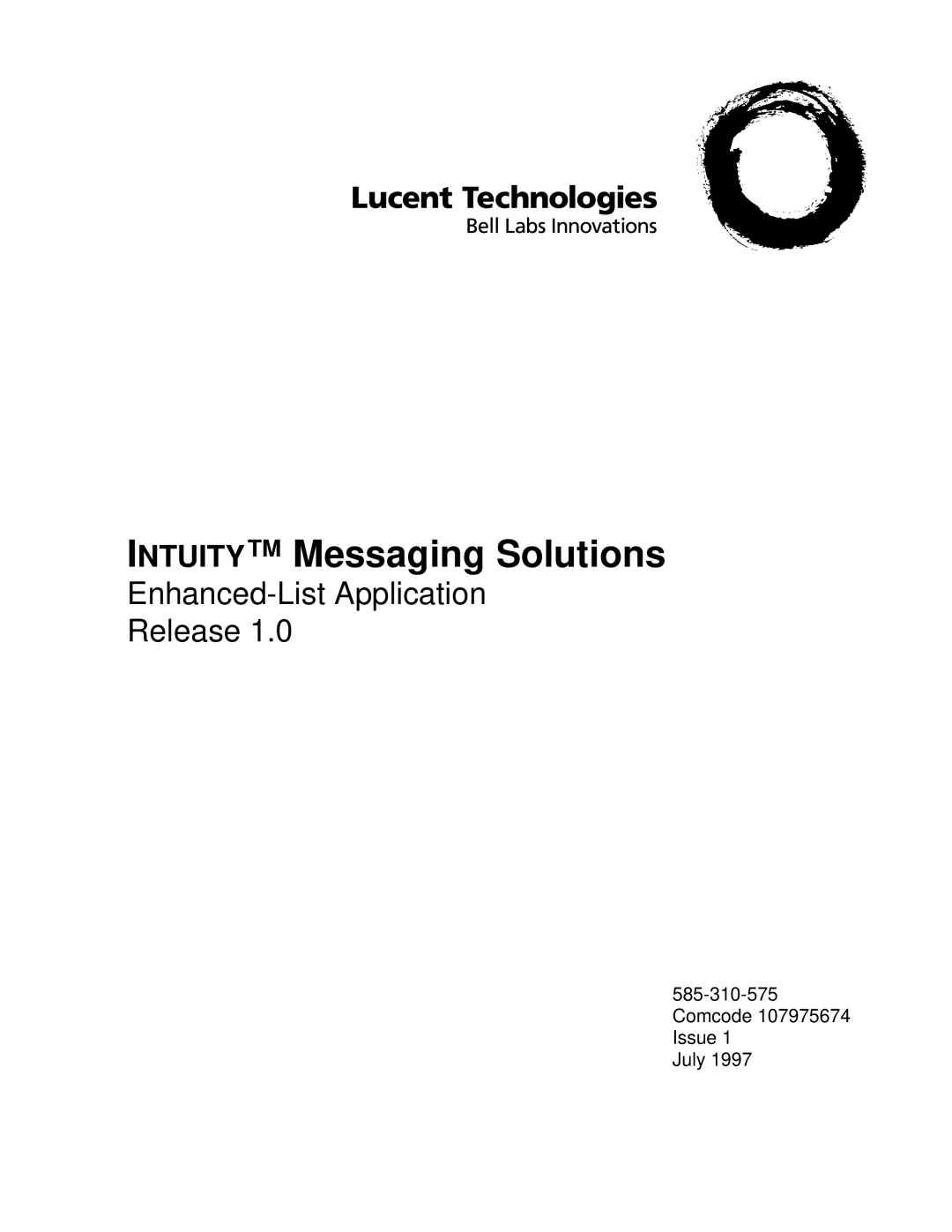 Lucent Technologies 585-310-575 manual Intuity Messaging Solutions 