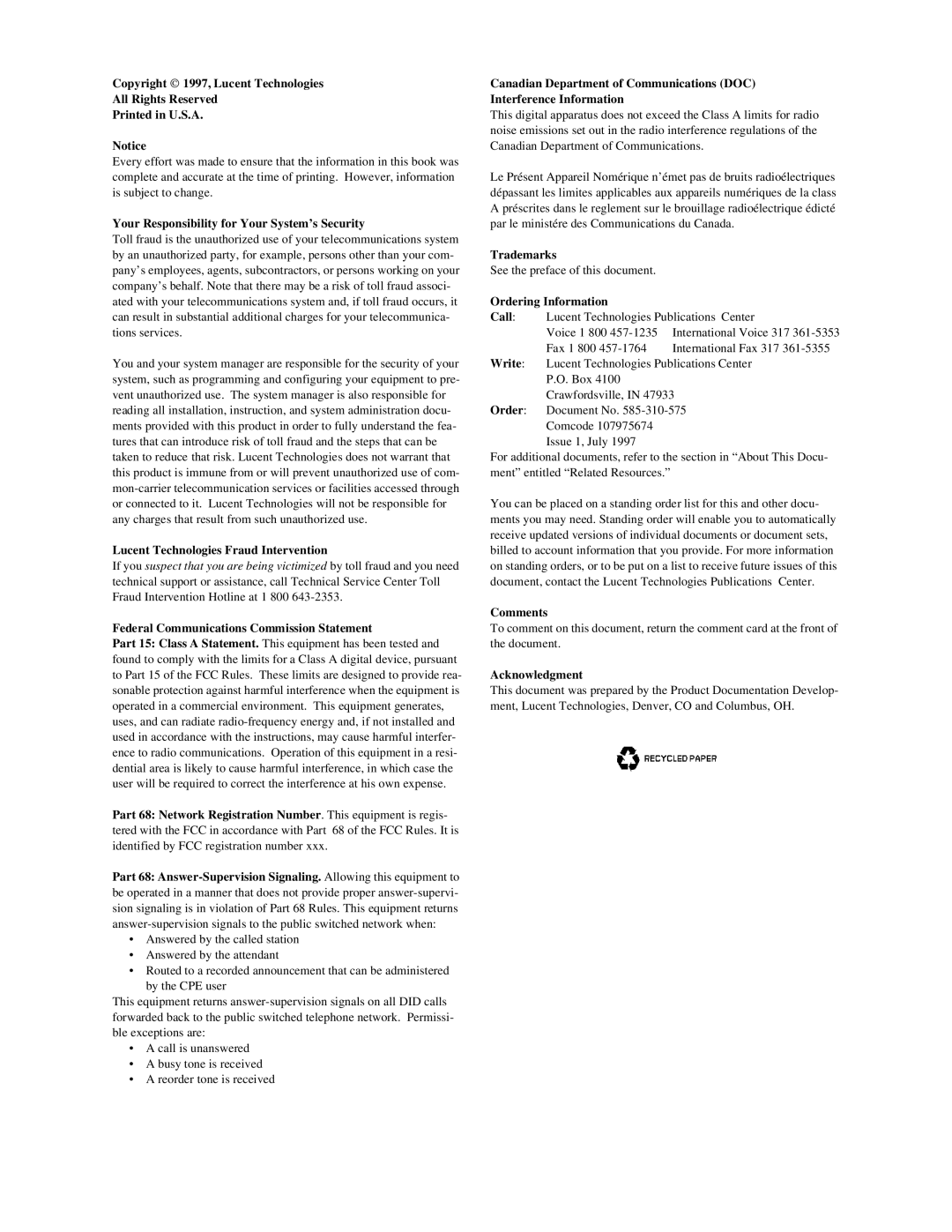 Lucent Technologies 585-310-575 manual Trademarks 