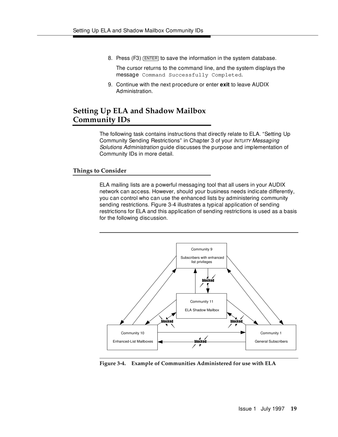 Lucent Technologies 585-310-575 manual Setting Up ELA and Shadow Mailbox Community IDs 