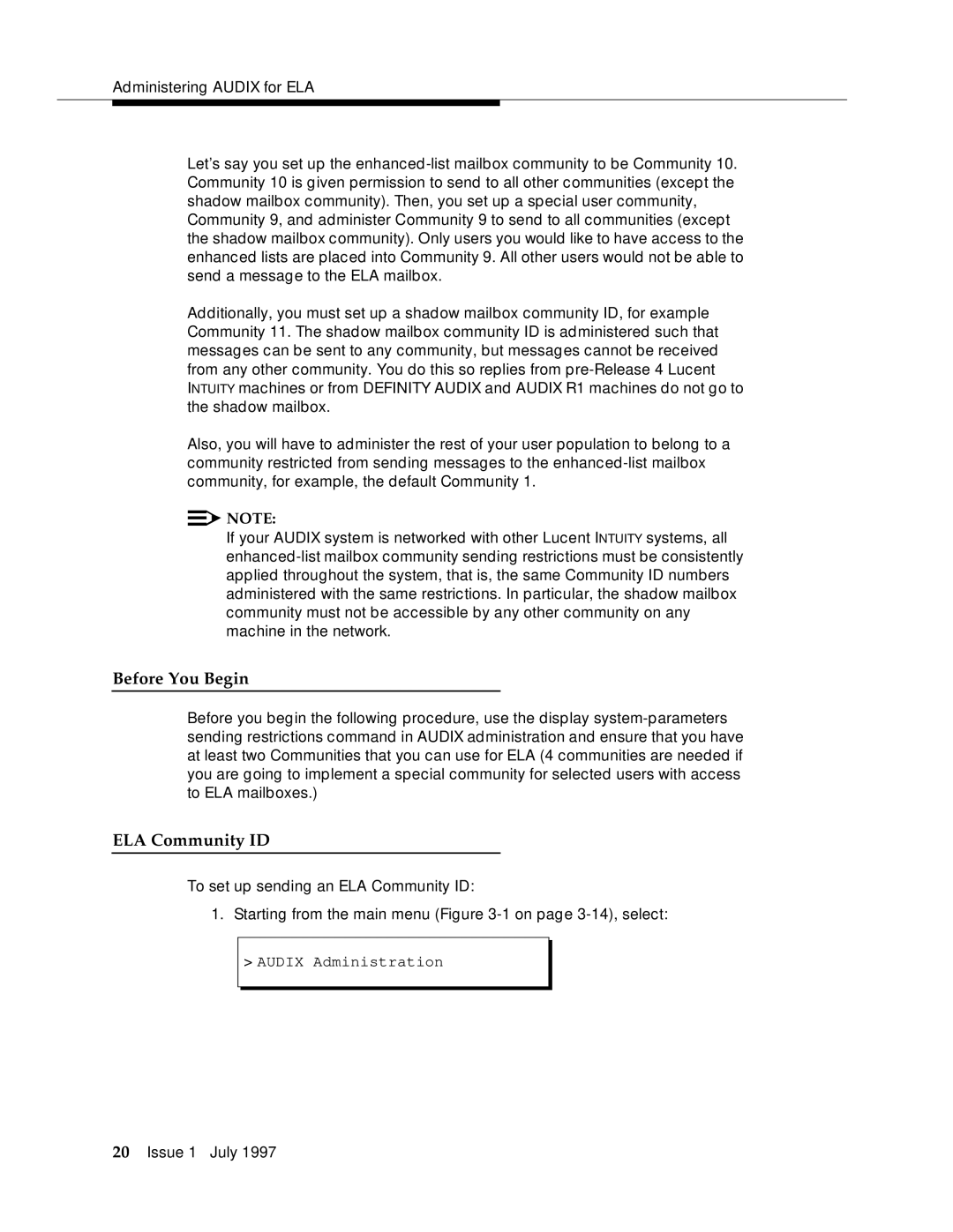 Lucent Technologies 585-310-575 manual Before You Begin, ELA Community ID 