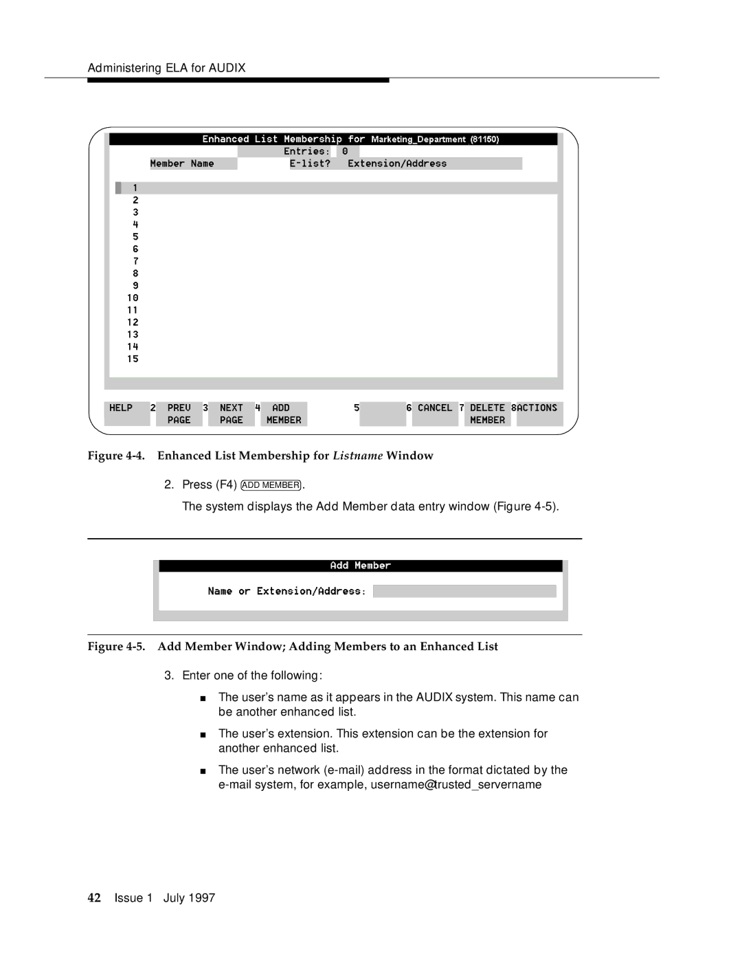 Lucent Technologies 585-310-575 manual Enhanced List Membership for Listname Window 