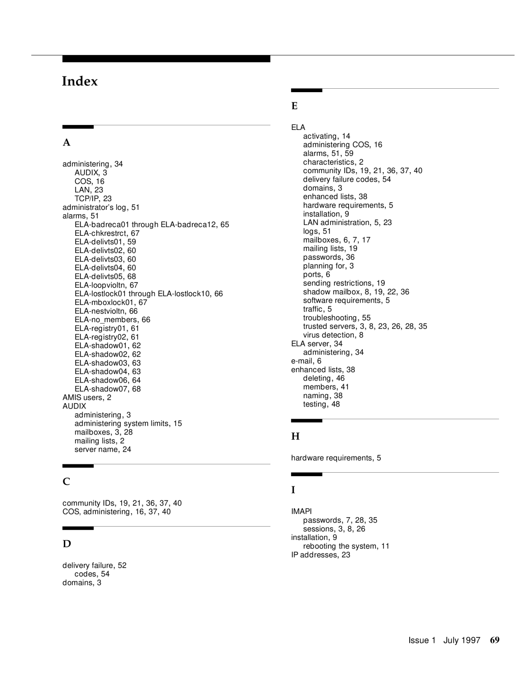 Lucent Technologies 585-310-575 manual Index 