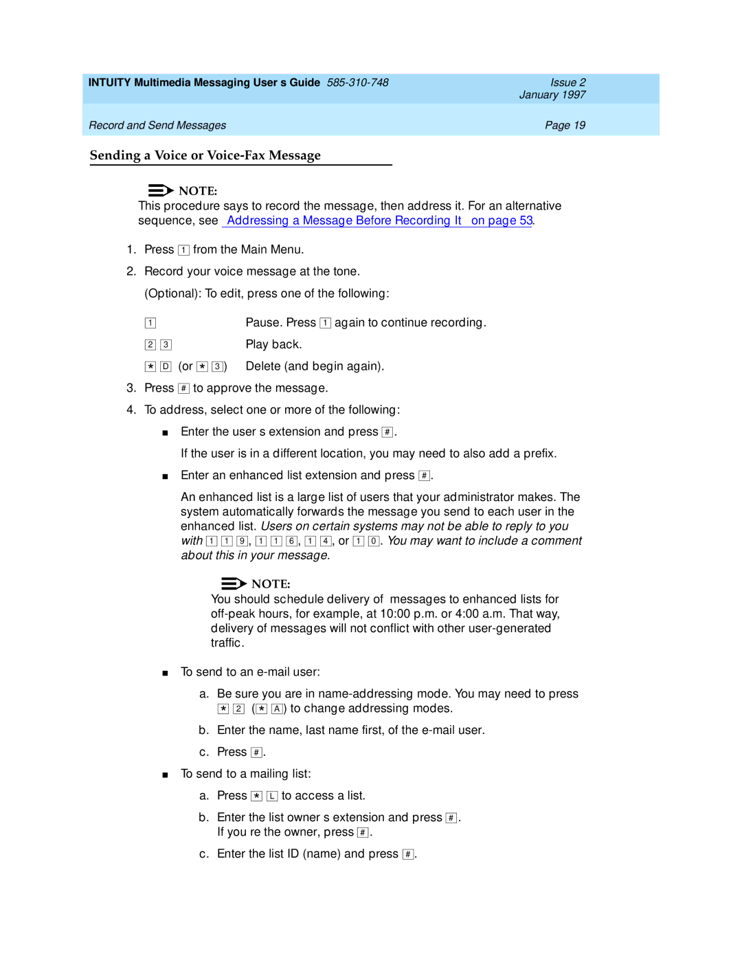 Lucent Technologies 585-310-748 manual Sending a Voice or Voice-Fax Message 