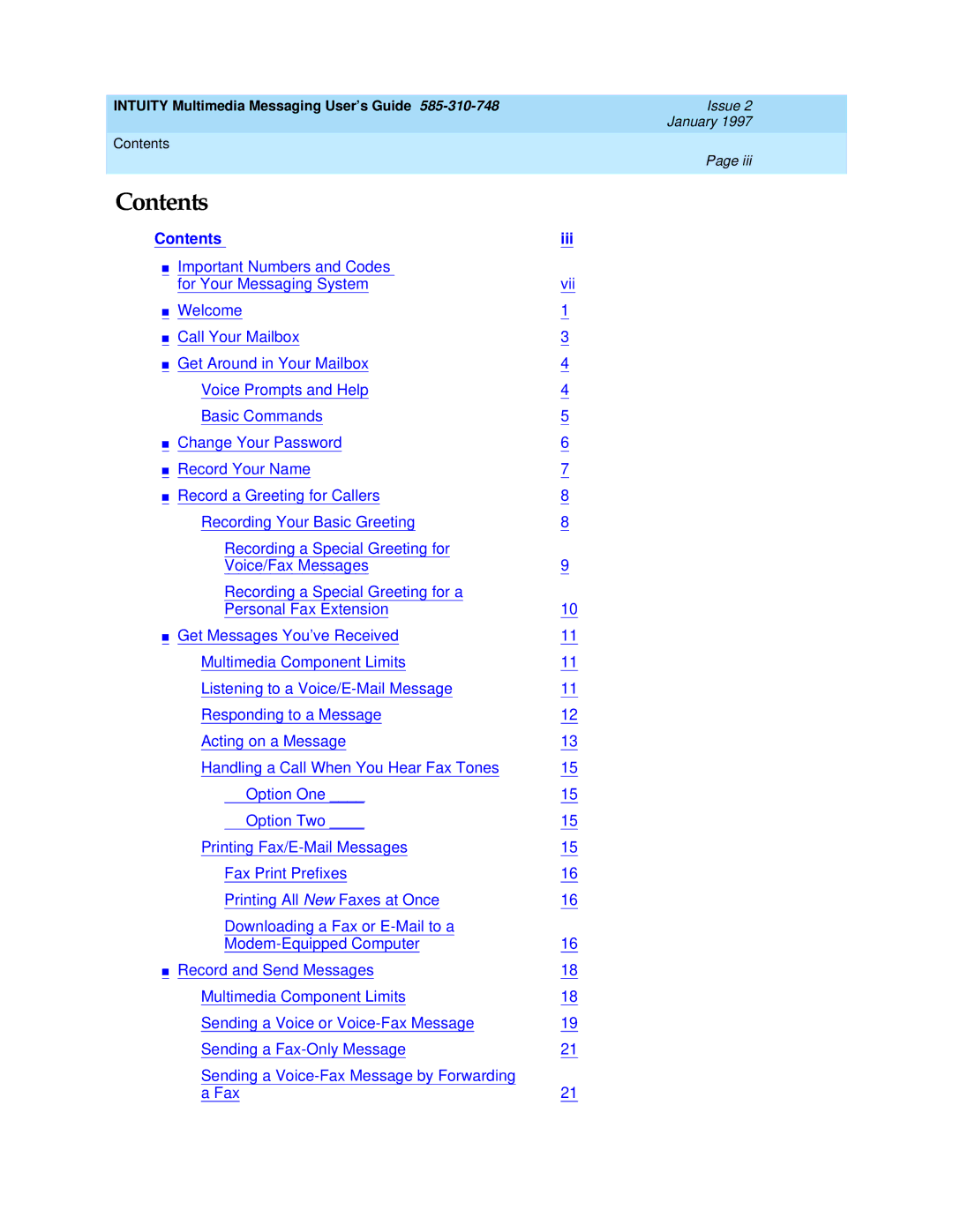 Lucent Technologies 585-310-748 manual Contents 