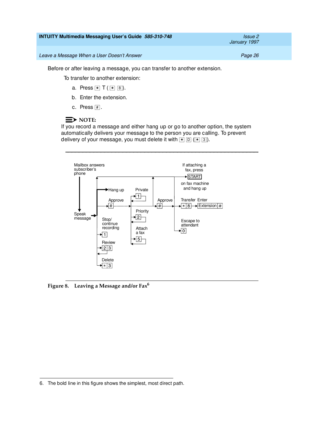 Lucent Technologies 585-310-748 manual Leaving a Message and/or Fax6 