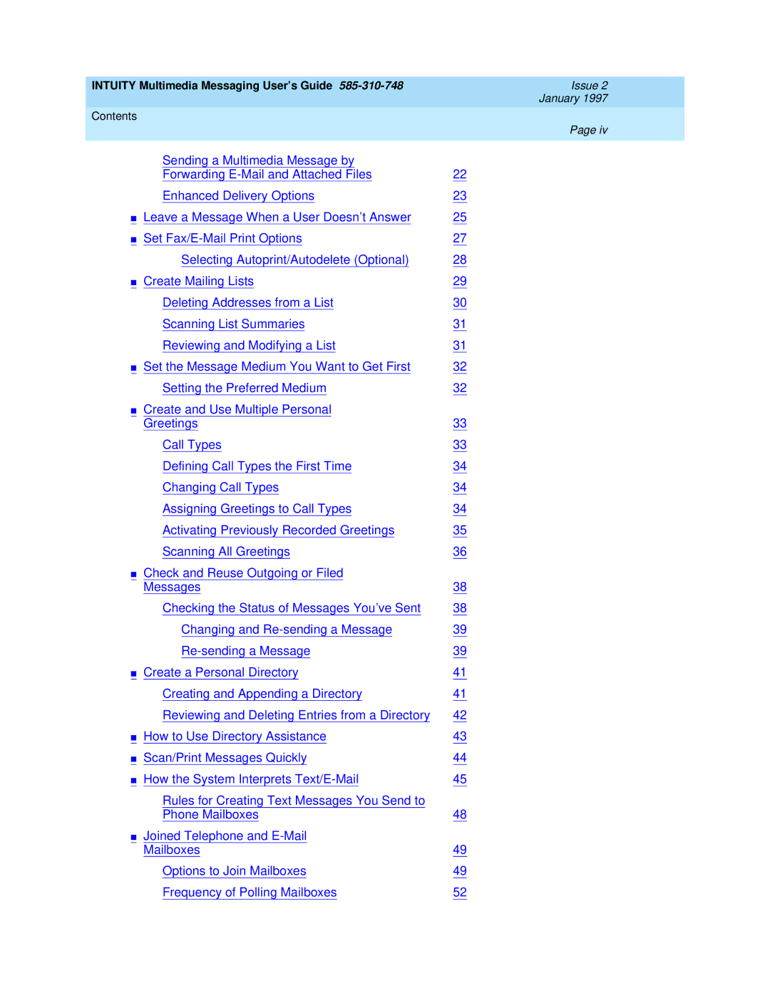 Lucent Technologies 585-310-748 manual Intuity Multimedia Messaging User’s Guide 