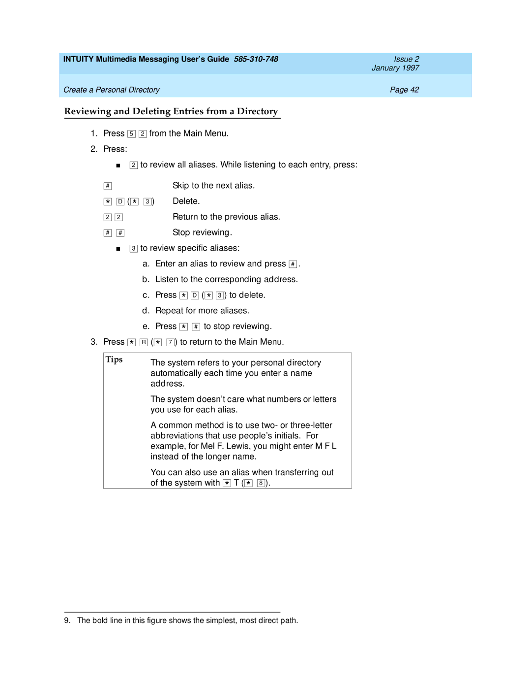 Lucent Technologies 585-310-748 manual Reviewing and Deleting Entries from a Directory, System with * T 