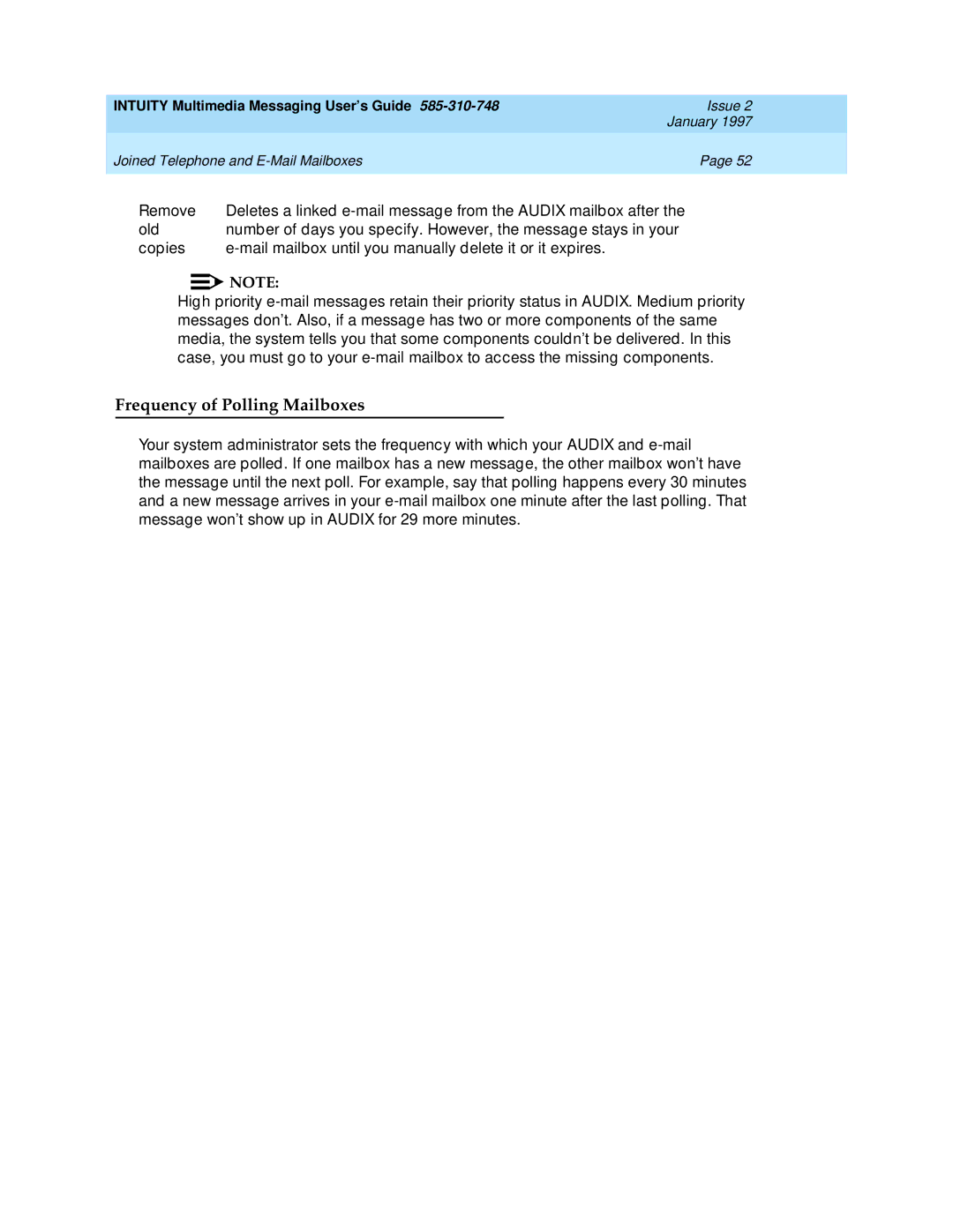 Lucent Technologies 585-310-748 manual Frequency of Polling Mailboxes 