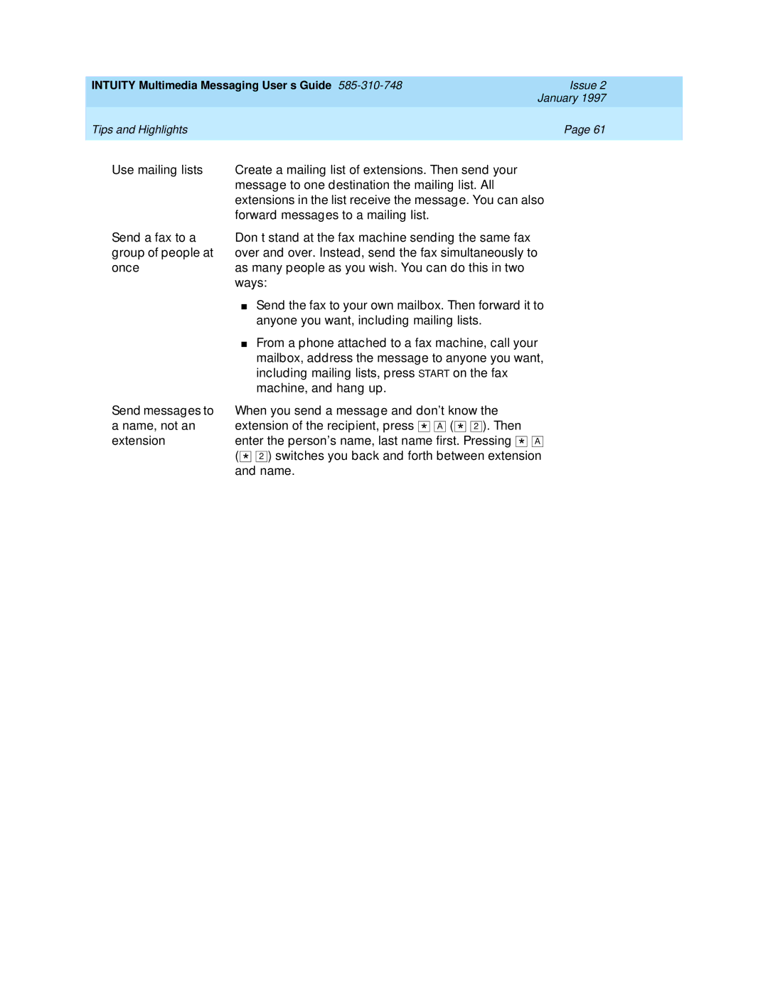 Lucent Technologies 585-310-748 manual Intuity Multimedia Messaging User’s Guide 