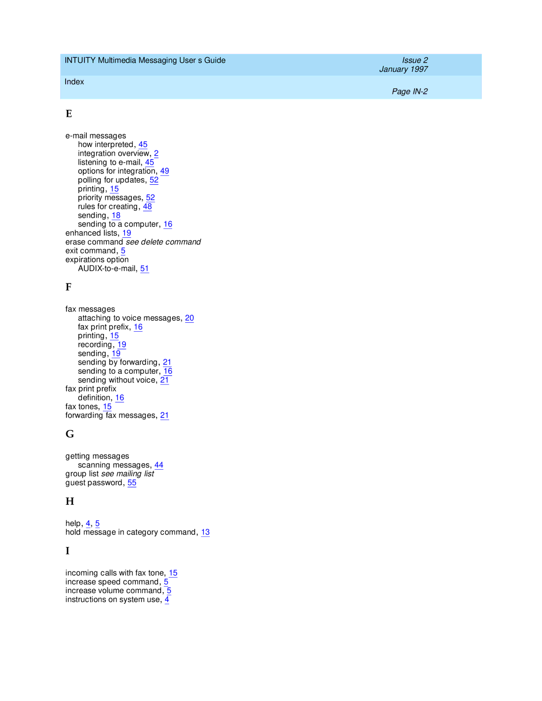 Lucent Technologies 585-310-748 manual Index IN-2 