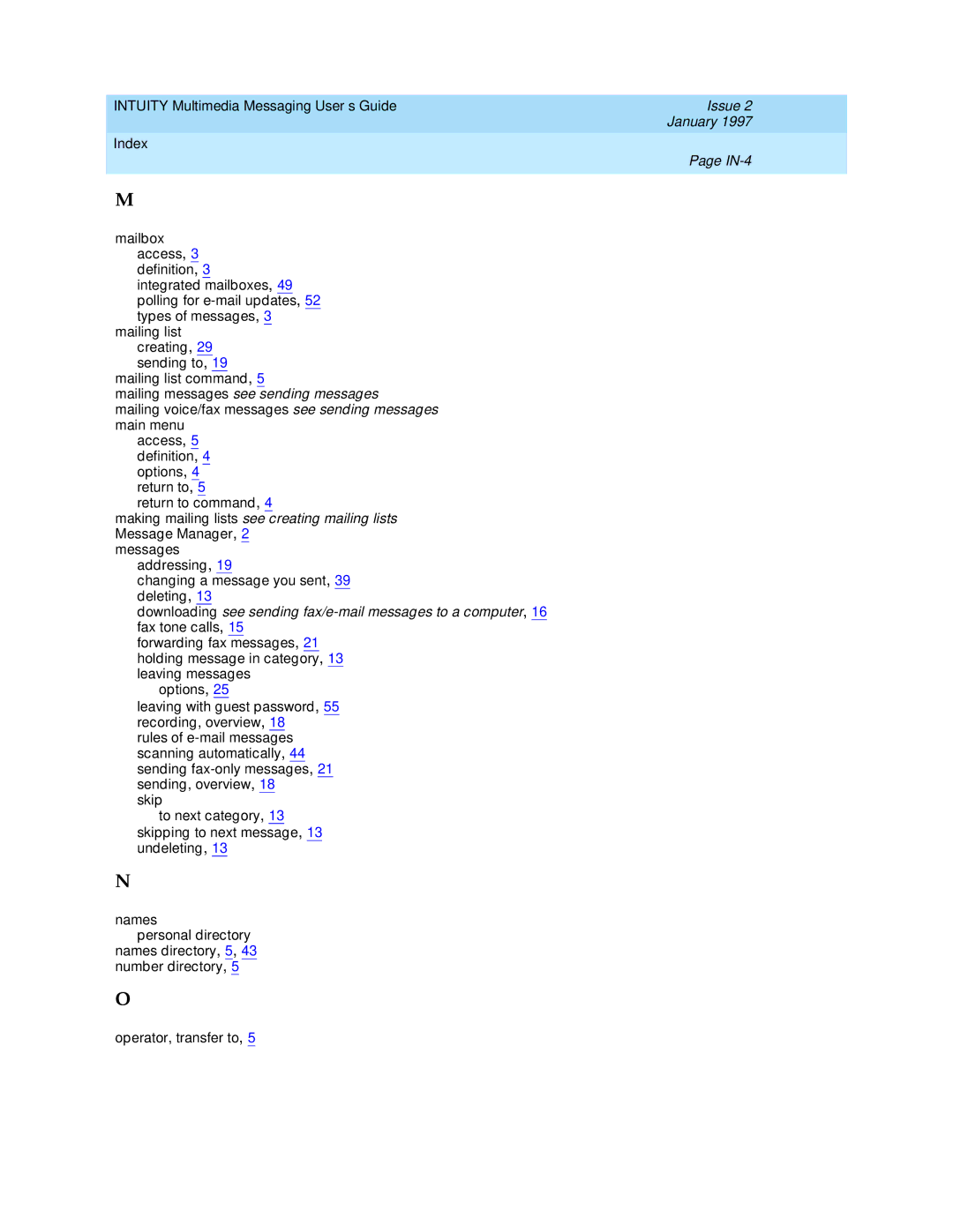 Lucent Technologies 585-310-748 manual Index IN-4 