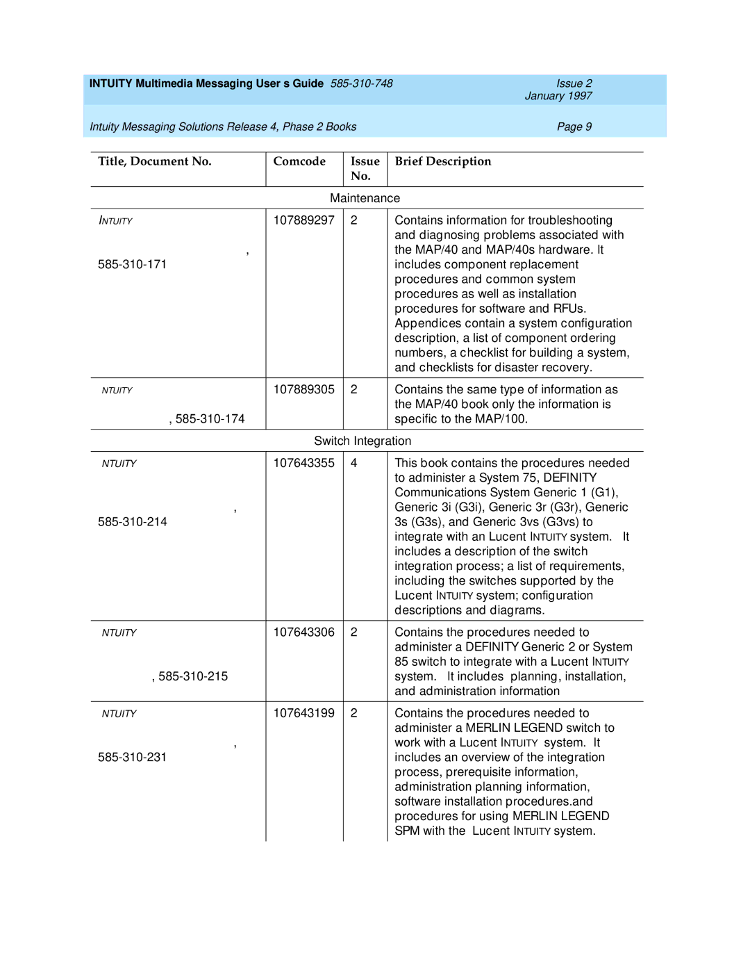 Lucent Technologies 585-310-748 manual Maintenance 