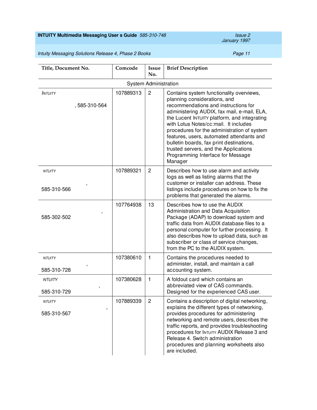 Lucent Technologies 585-310-748 manual System Administration 