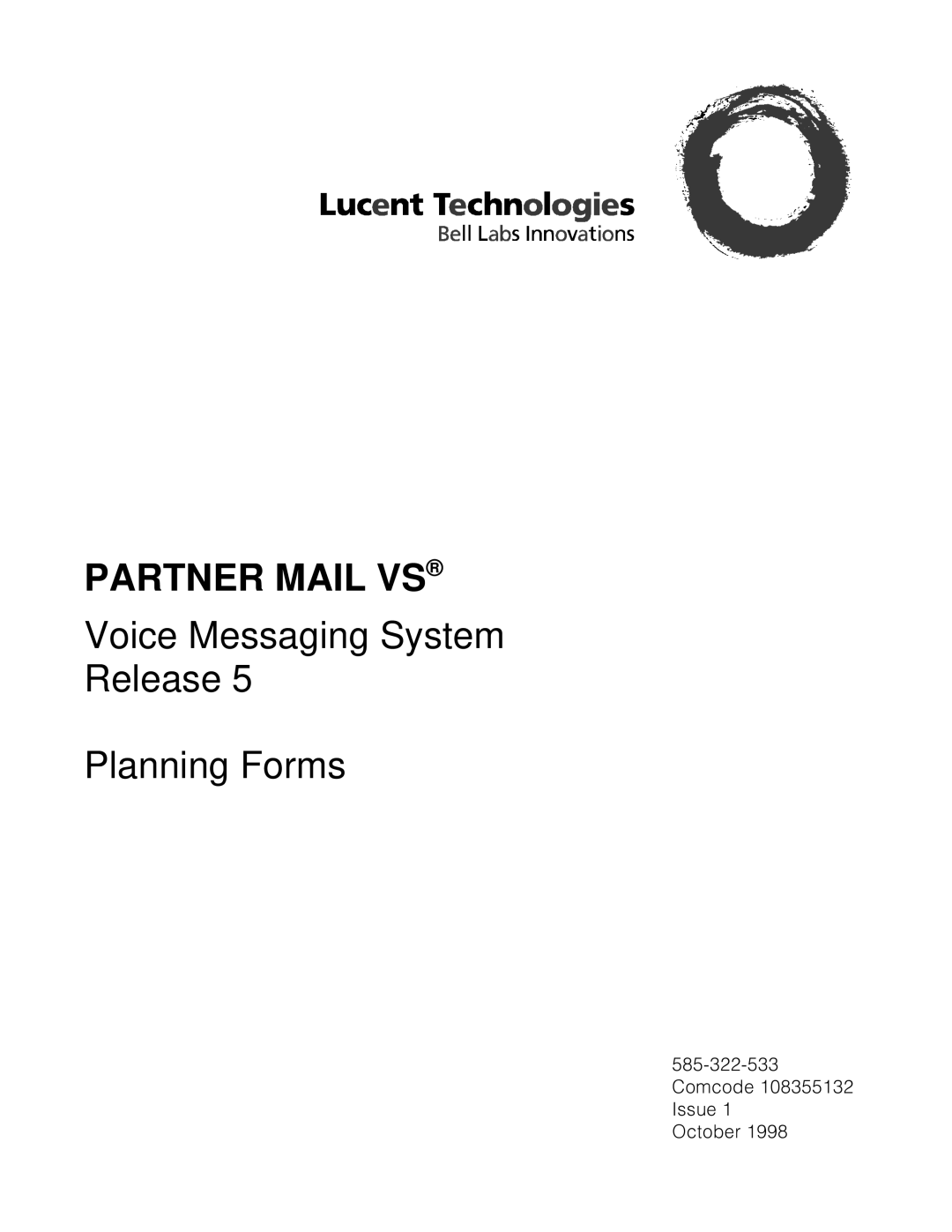 Lucent Technologies 585-322-533 manual Partner Mail VS 