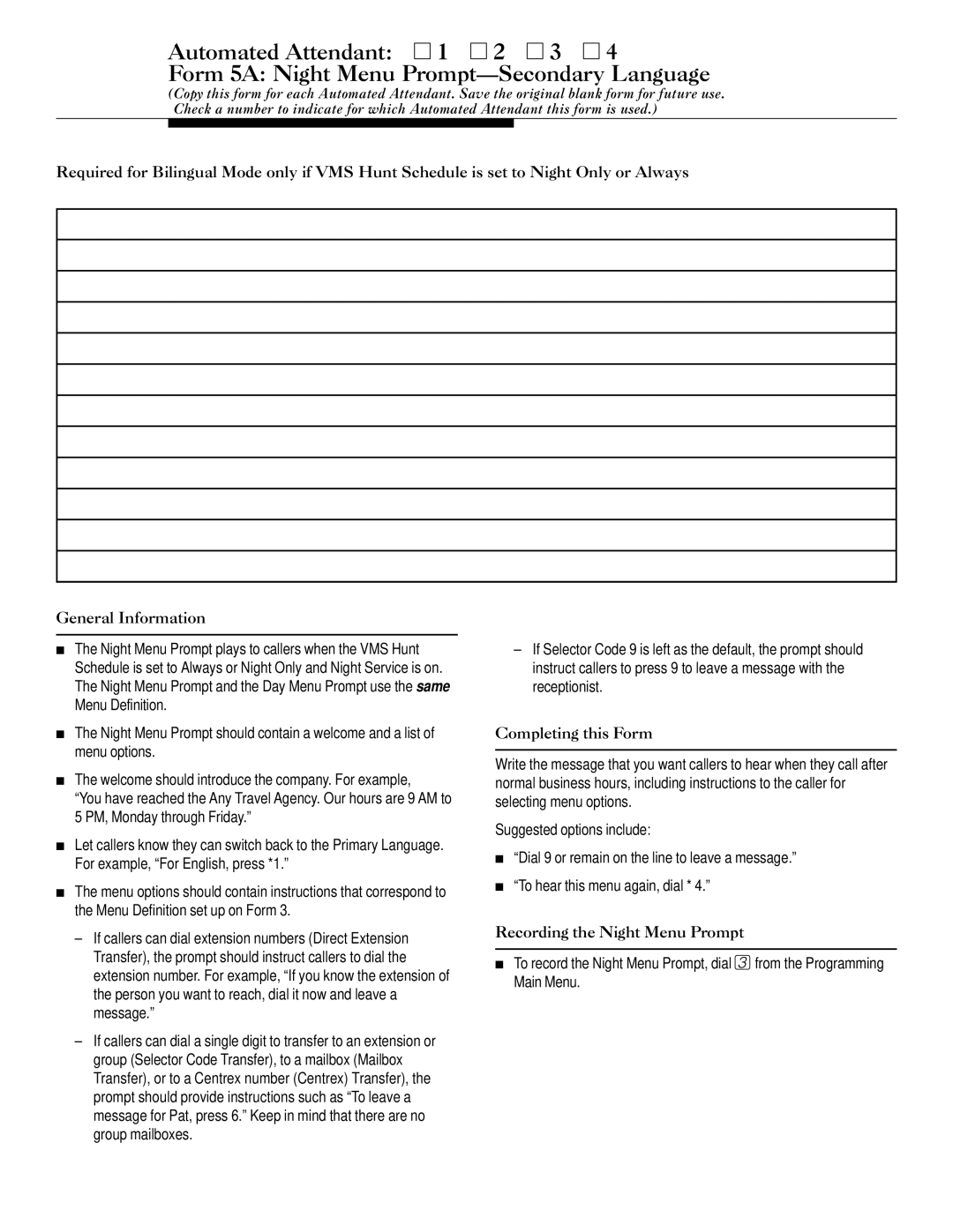 Lucent Technologies 585-322-533 manual Completing this Form 