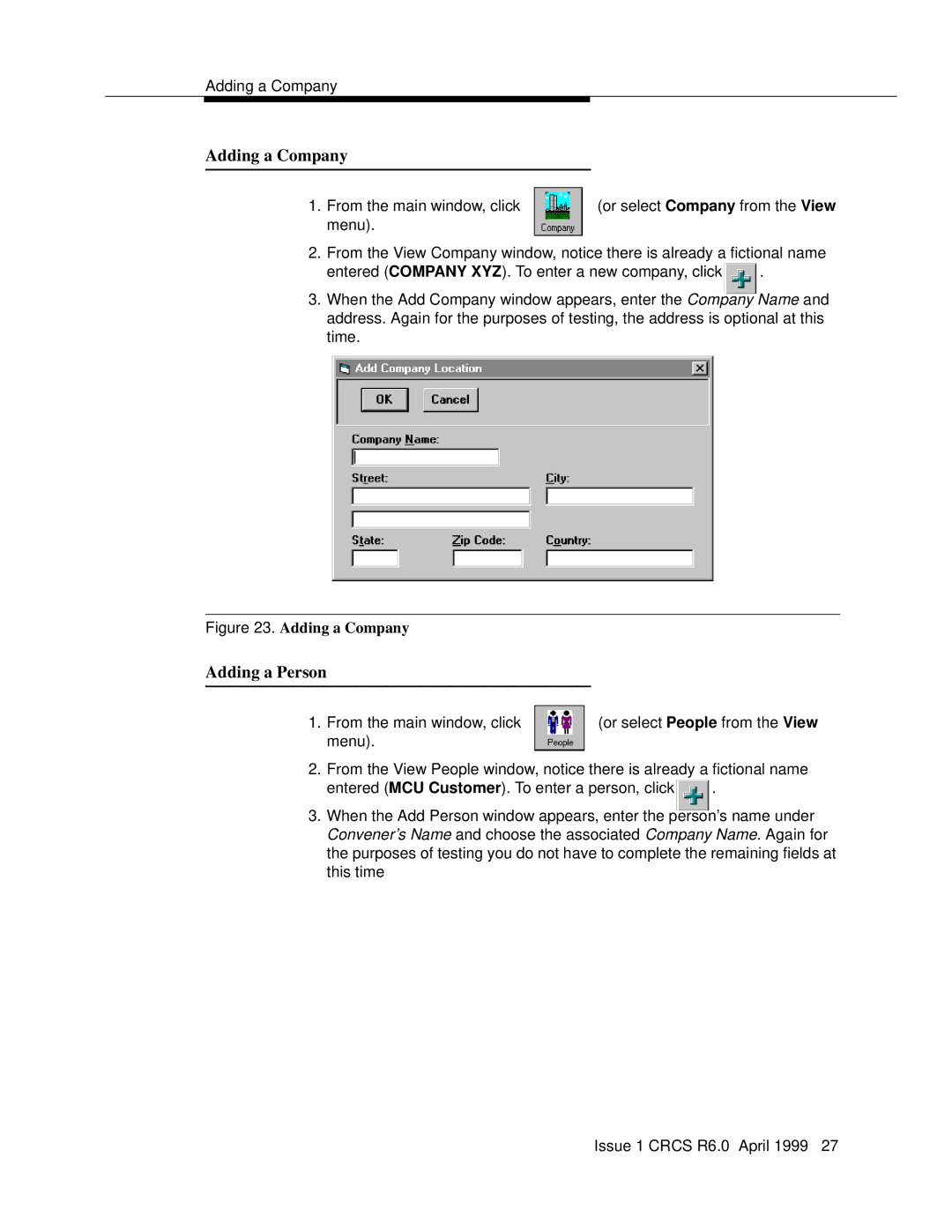 Lucent Technologies 6 manual Adding a Company, Adding a Person 