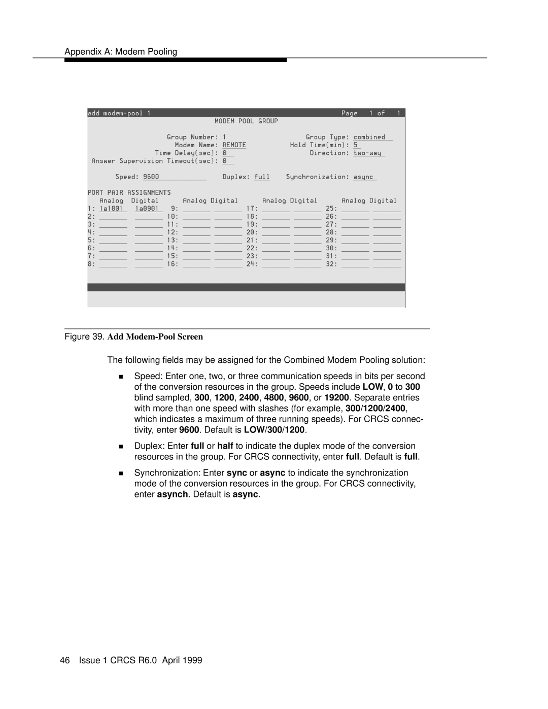 Lucent Technologies 6 manual Add Modem-PoolScreen 