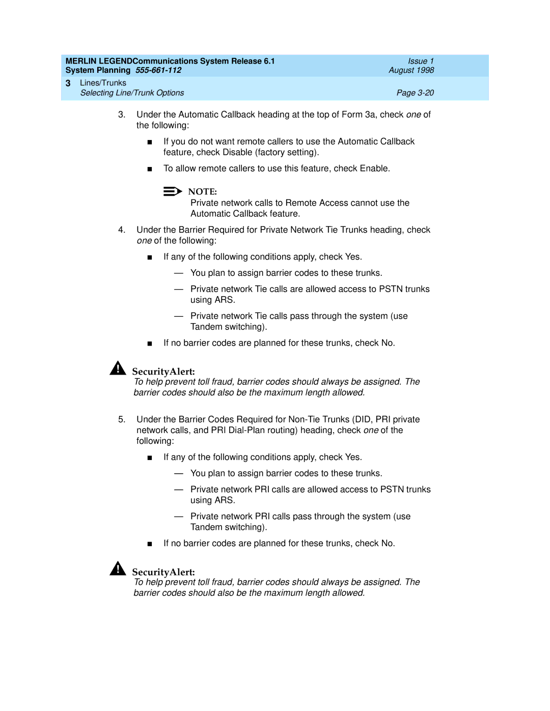 Lucent Technologies 6.1 manual SecurityAlert 