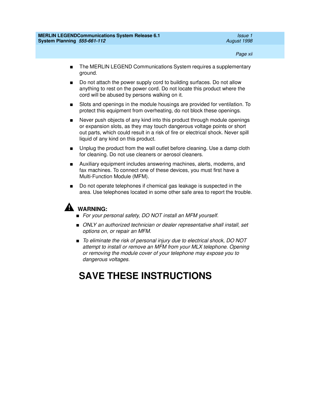 Lucent Technologies 6.1 manual Issue 