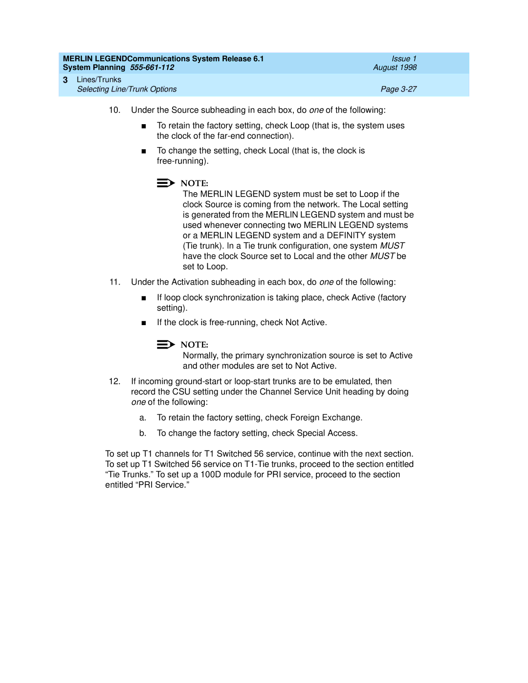 Lucent Technologies 6.1 manual Merlin LEGENDCommunications System Release 