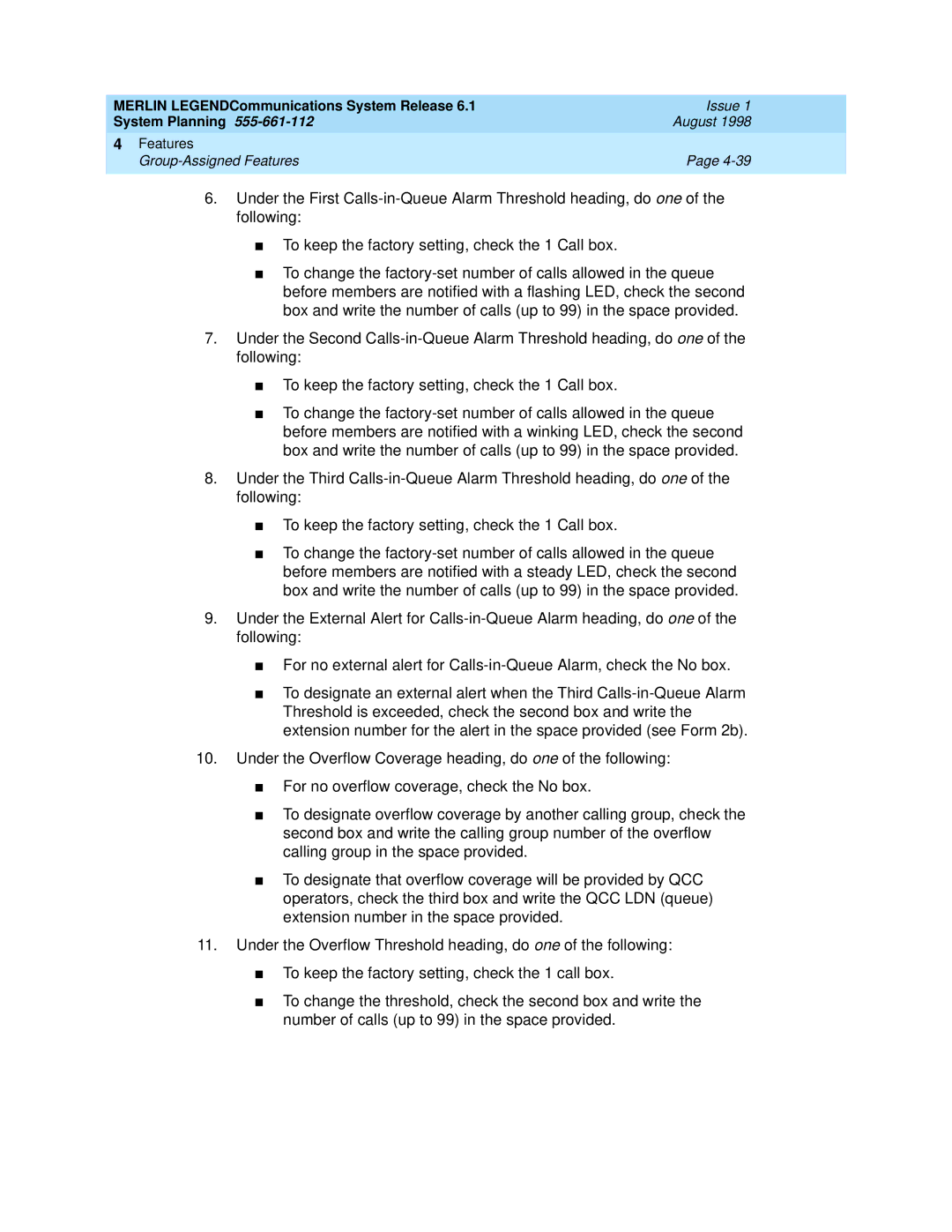 Lucent Technologies 6.1 manual Merlin LEGENDCommunications System Release 