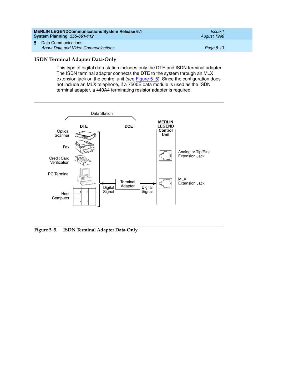 Lucent Technologies 6.1 manual Isdn Terminal Adapter Data-Only 