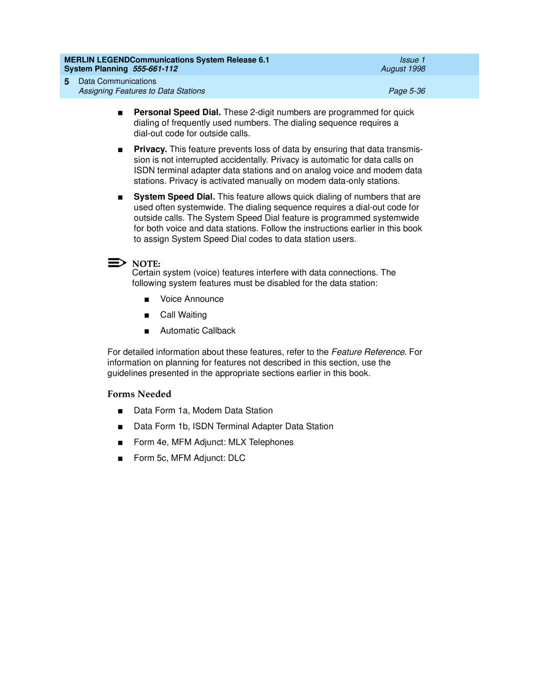 Lucent Technologies 6.1 manual Forms Needed 