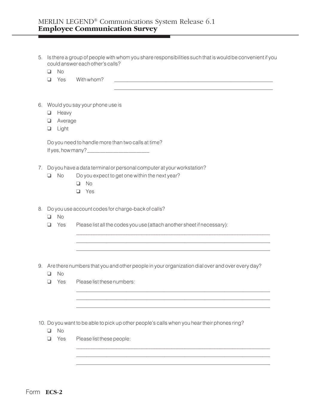 Lucent Technologies 6.1 manual Form ECS-2 