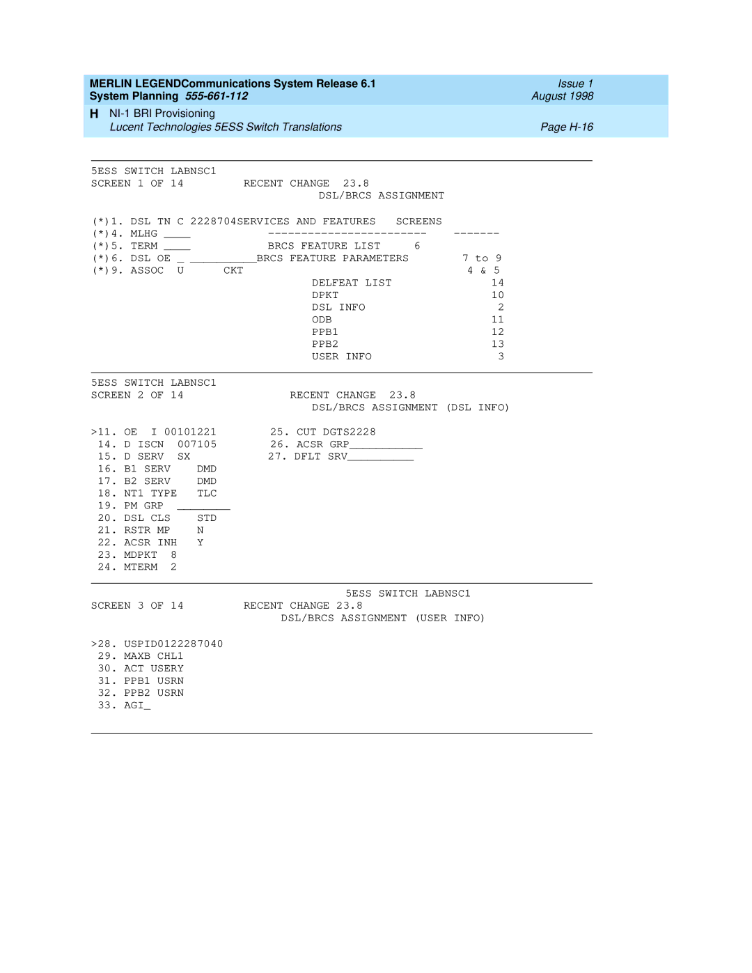 Lucent Technologies 6.1 manual USPID0122287040 