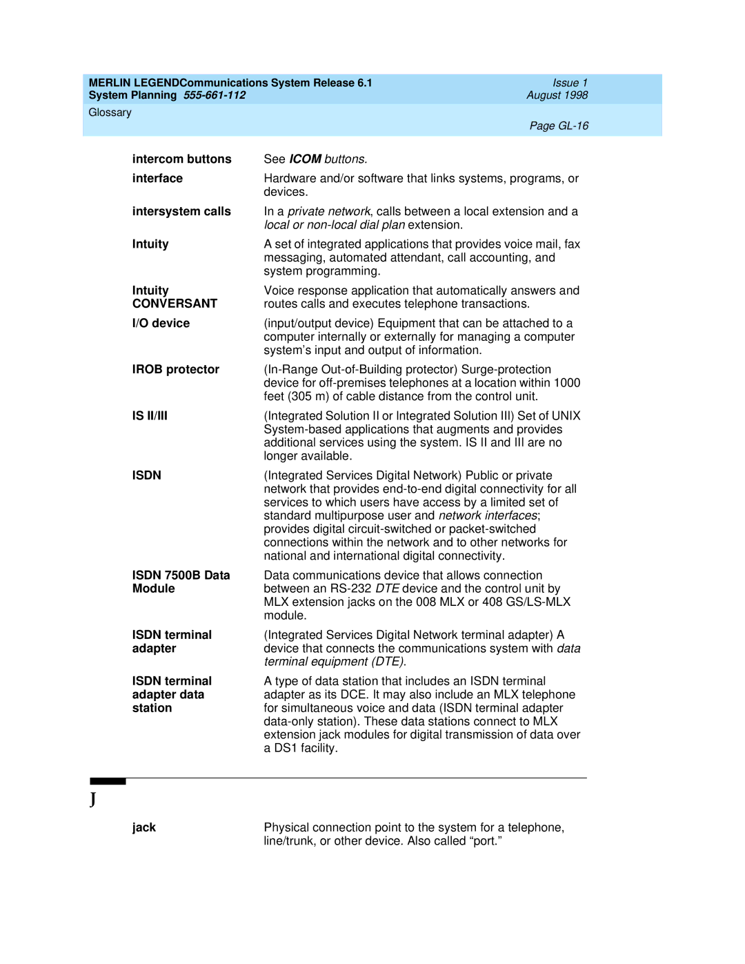 Lucent Technologies 6.1 manual Conversant, Is II/III, Isdn 