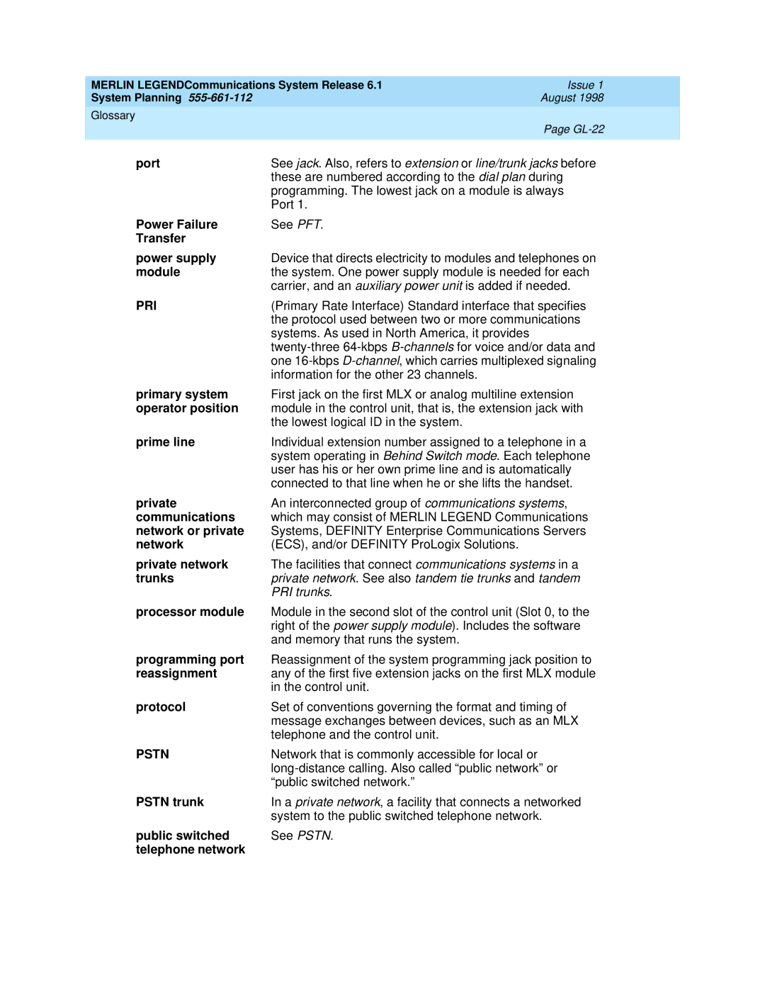 Lucent Technologies 6.1 manual Pstn 