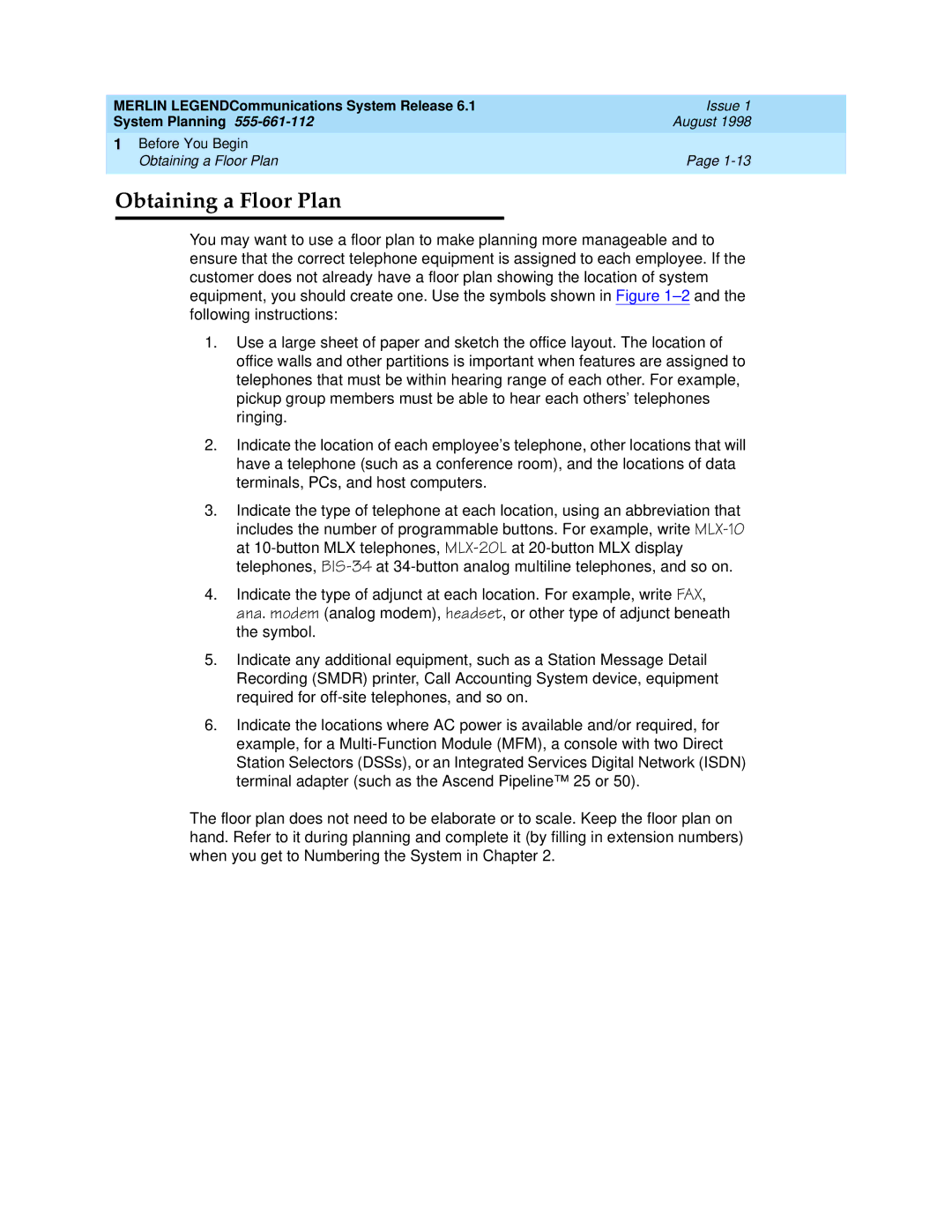 Lucent Technologies 6.1 manual Obtaining a Floor Plan 