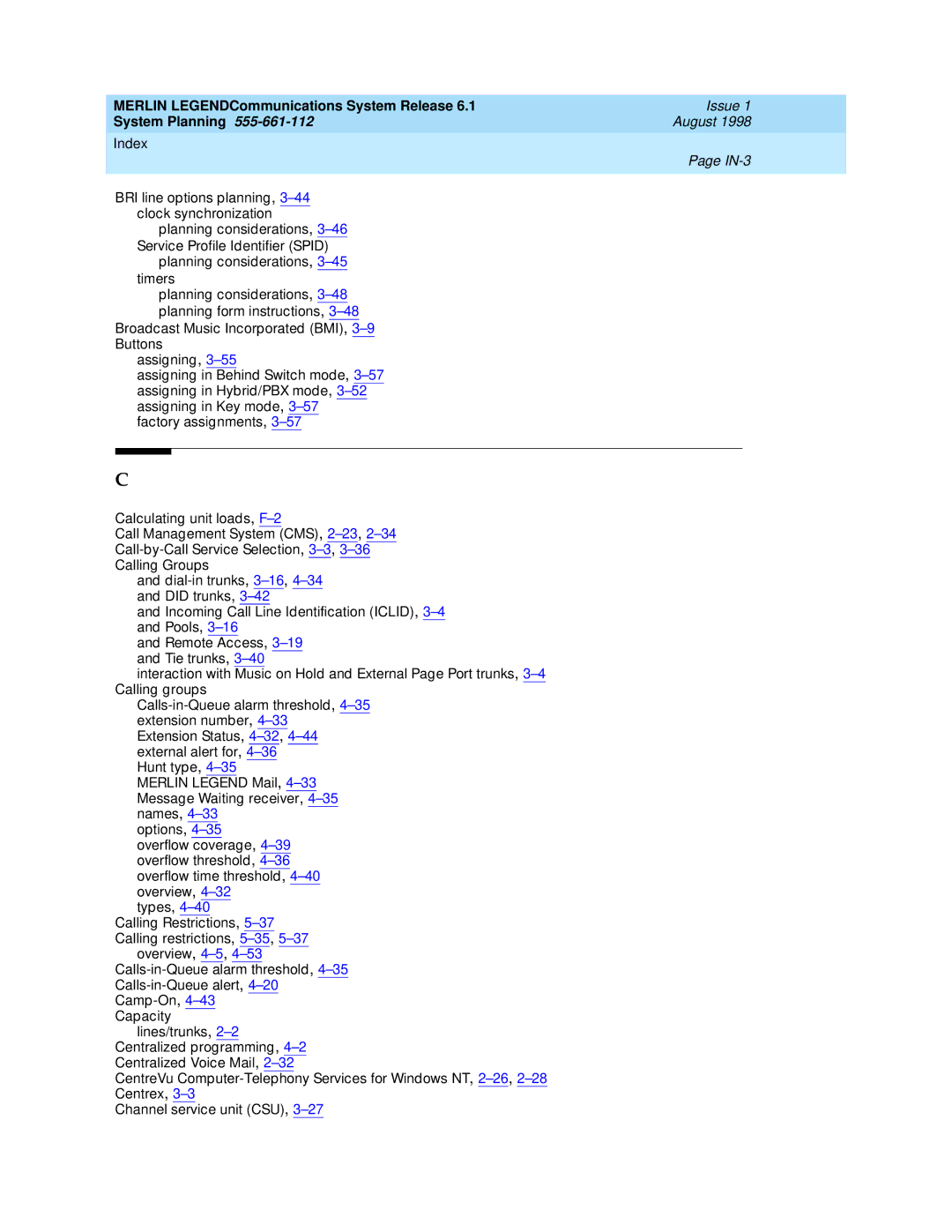 Lucent Technologies 6.1 manual Calling Restrictions, 5-37 Calling restrictions, 5-35,5-37 