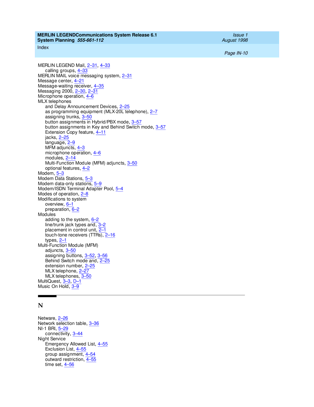 Lucent Technologies 6.1 manual Merlin LEGENDCommunications System Release 