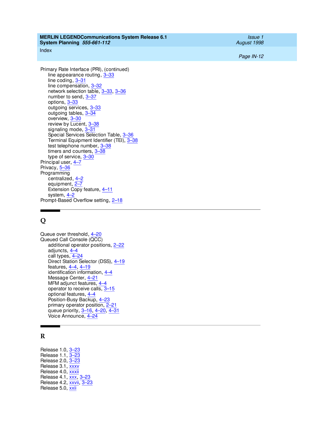 Lucent Technologies 6.1 manual Merlin LEGENDCommunications System Release 